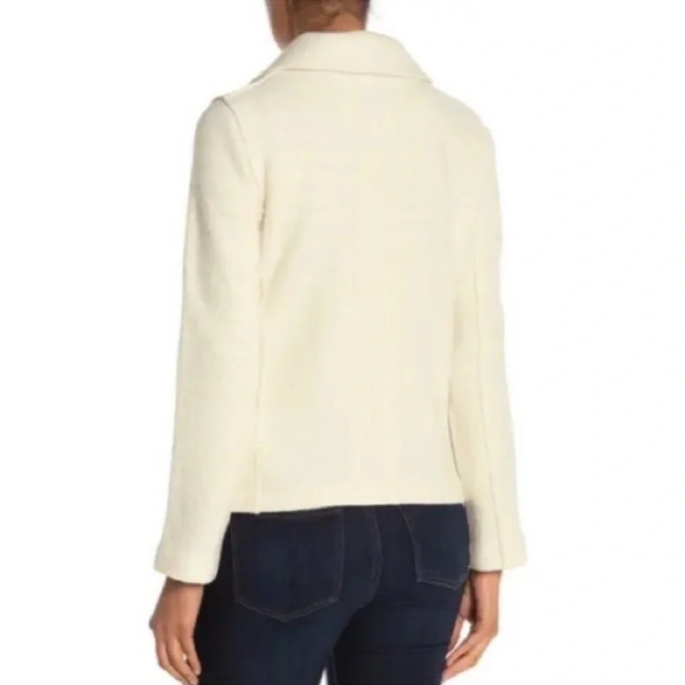 J Crew Women’s Wool Ivory Stadium Double Breasted Patch Pocket PeaCoat SZ 14